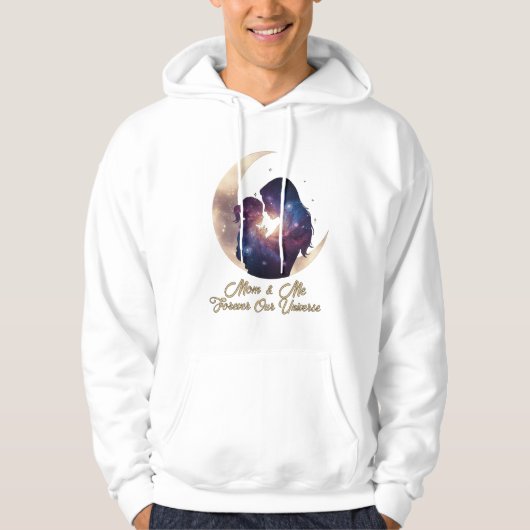 Galaxie Mama & Kind Silhouette Mond Kunst Hoodie (Vorderseite)
