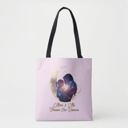 Galaxie Mama & Kind Silhouette Mond Kunst Tasche (Vorderseite)