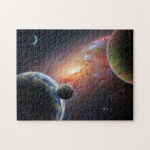 Galaxie mit Planeten Puzzle