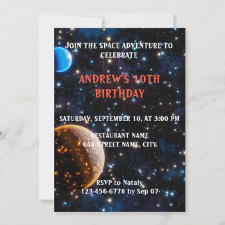 Galaxie mit Sternen und Planeten Einladung