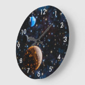 Galaxie mit Sternen und Planeten Große Wanduhr (Winkel)