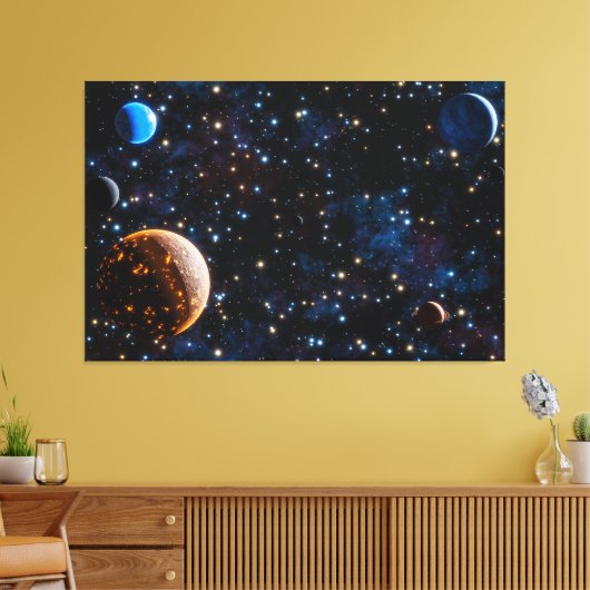 Galaxie mit Sternen und Planeten Leinwanddruck (Insitu (Wohnzimmer))