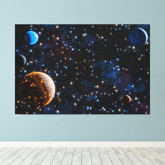 Galaxie mit Sternen und Planeten Leinwanddruck (Insitu (Holzboden))