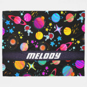 Galaxie-Mond und Sternmuster Fleecedecke (Vorderseite (Horizontal))