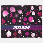 Galaxie-Mond und Sternmuster Fleecedecke (Vorderseite (Horizontal))