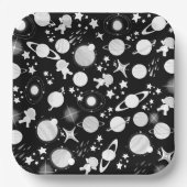 Galaxie-Mond und Sternmuster Pappteller (Vorderseite)