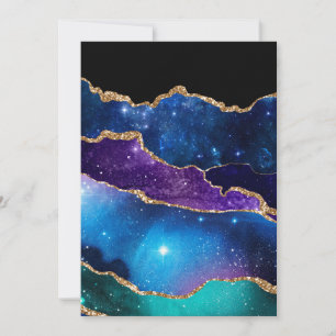 Galaxie Murmel Achat Blau Lila Gold Glanz Chic Dankeskarte