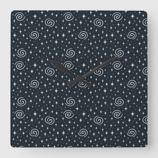 Galaxie-Muster Quadratische Wanduhr (Vorderseite)