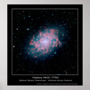 Galaxie NGC 7793 - Spitzer Weltraumteleskop - Poster
