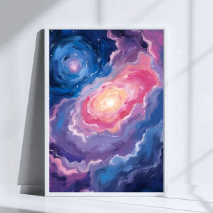 Galaxie Oben   Himmel Sterne Pastell Aquarell Poster