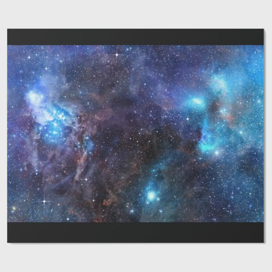 Galaxie-Packpapier 2 - mit schwarzer Grenze Geschenkpapier (Flach)