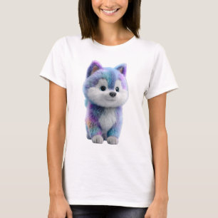 Galaxie Pastell Flauschiger Wolf Welpe Frauen T-Shirt
