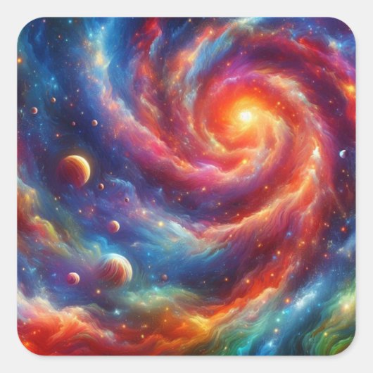 Galaxie Quadratischer Aufkleber (Vorderseite)