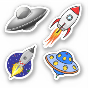 Galaxie-Raketen-Schiffe-Raumschiffe-Scrapbook Aufkleber