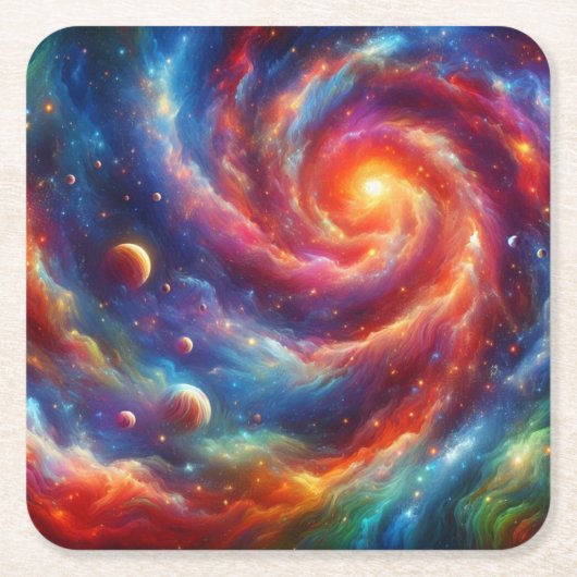 Galaxie Rechteckiger Pappuntersetzer (Vorderseite)
