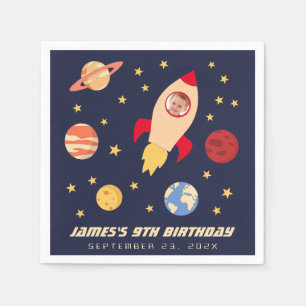 Galaxie Sterne Geburtstag Junge Foto Weltraum Rake Serviette