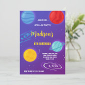 Galaxie-Thema für Kinder Einladung (Stehend Vorderseite)