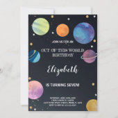 Galaxie-Thema für Kinder Einladung (Vorderseite)