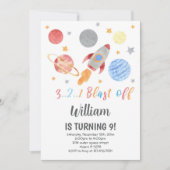 Galaxie-Thema für Kinder Einladung (Vorderseite)