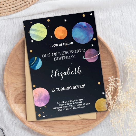 Galaxie-Thema für Kinder Einladung