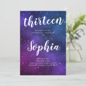 Galaxie-Universum-lila Einladung (Stehend Vorderseite)