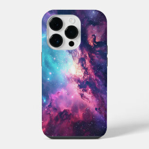 Galaxie Weltraum Glitter Nebel lila rosa Universum iPhone 14 Pro Hülle