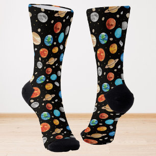 Galaxie Weltraum Planet Aquarell-Illustration  Socken
