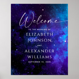 Galaxie Willkommens-Hochzeitsschild | Weltraum Ste Poster
