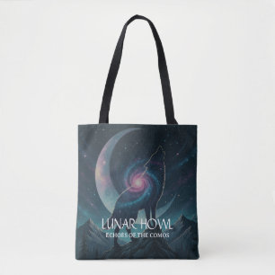 Galaxie-Wolf-Silhouette mit mystischem Nebel-Mond Tasche
