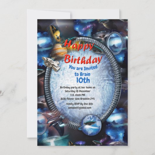 Galaxiebesucher im Weltraum Einladung (Vorderseite)