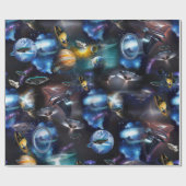 Galaxiebesucher im Weltraum Geschenkpapier (Flach)