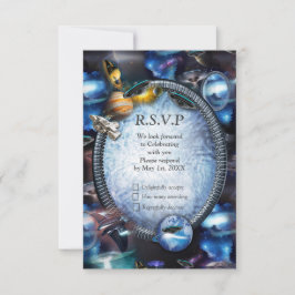 Galaxiebesucher im Weltraum RSVP Karte