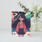 Galaxiemädchen Postkarte (Stehend Vorderseite)