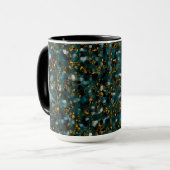 Galaxien Blau Schwarz & Kupfer Tasse (Vorderseite Links)
