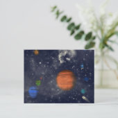 Galaxien mit Sternen und Planeten im Weltraum Postkarte (Stehend Vorderseite)