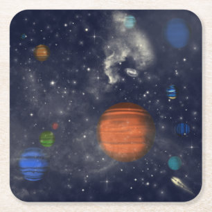 Galaxien mit Sternen und Planeten im Weltraum Rechteckiger Pappuntersetzer