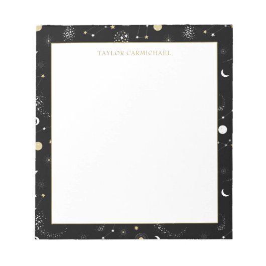 Galaxien & Sterne - Name hinzufügen Notizblock (Vorderseite)