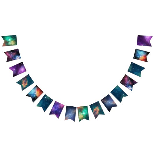 Galaxien von Sternen Lila blaues Grünes Weltall Wimpelkette (Alle)