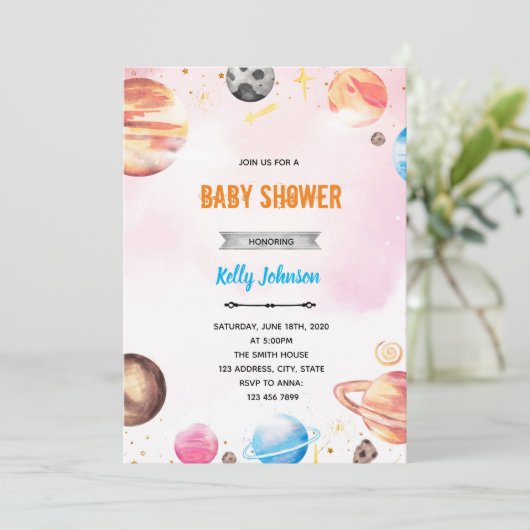 Galaxische Außendusche Einladung (Stehend Vorderseite)