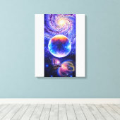 Galaxischer Planet und Nebel Leinwanddruck (Insitu (Holzboden))