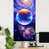 Galaxischer Planet und Nebel Poster (Heimbüro)