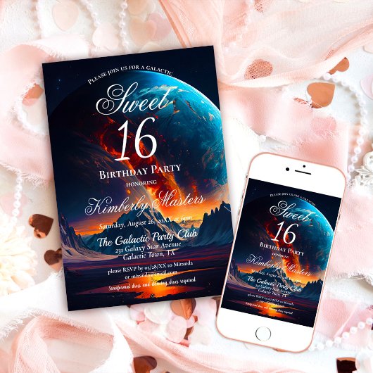 Galaxy 16 . Geburtstag Geburtstagsparty Einladung