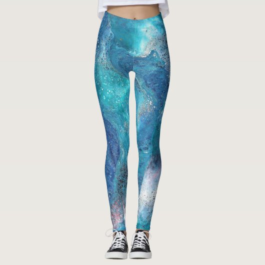 Galaxy 3 Soft Blue Abstrakte Leggings (Vorderseite)