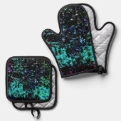 Galaxy abstract pot holder and oven mitt,Bold art  Ofenhandschuh & Topflappen-Set (Vorderseite/Rückseite)