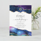 Galaxy Achat Bat Mitzvah Einladung (Stehend Vorderseite)