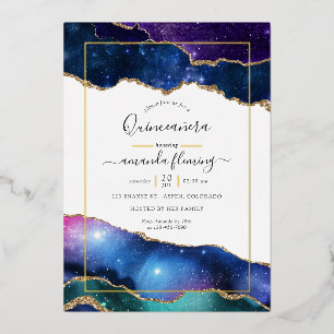 Galaxy Achat Quinceañera Folien-Einladung Folieneinladung