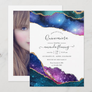Galaxy-Achat-Quinceañera-Foto Einladung