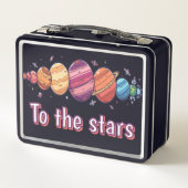 Galaxy Adventure Bento Box - Weltraumdesign Metall Brotdose (Rückseite)