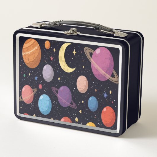 Galaxy Adventure Bento Box - Weltraumdesign Metall Brotdose (Vorderseite)