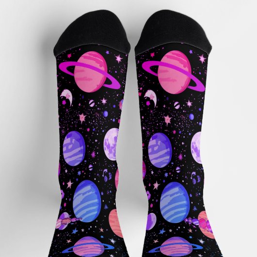 Galaxy Adventure Socks - Fun Astronaut & Outer Wel Socken (Oben)